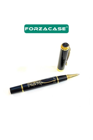 Besmele İşlemeli Kutulu Metal Roller Kalem Siyah Gold - Fc761