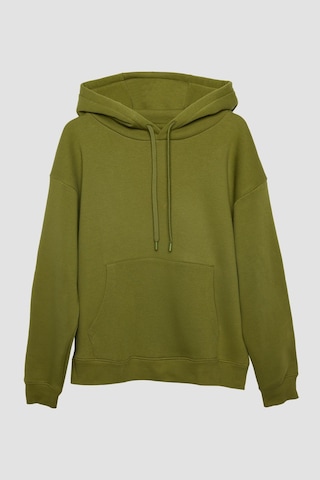 Tudors Unisex Oversize Geniş Kesim Pamuklu Yumuşak Dokulu İçi Polarlı Basic Yeşil Renk Kapüşonlu Sweatshirt-31465-yeşil Yeşil