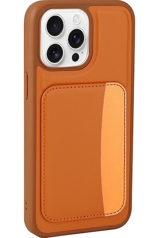 Nourthkiingdom Apple Uyumlu iPhone 16 Pro Kılıf Kartlıklı Zore X-kart Silikon Kapak - Turuncu Turuncu