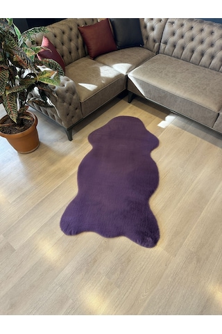 Aries Home Tavşan Tüyü Mor Yumuşak Makinada Yıkanabilir Kaymaz Ve Toplanmaz Süet Taban Post Halı