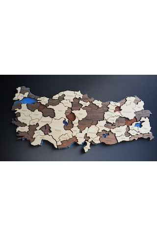 X3 Boyutlu 3d Ahşap Mdf Dekoratif Detaylı Türkiye Haritası Duvar Dekoru Tablosuz -