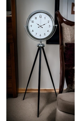 Plentiful Krom Standart Tripod Ayaklı Saat Gümüş