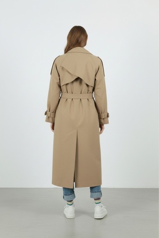 Durivya Kuşaklı Oversize Trençkot Camel