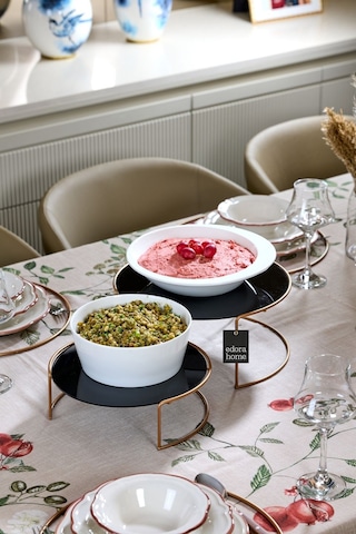 Rose Sunumluk 2'li Büyük Boy Metal Sunumluk Hediyelik Dekorasyon İkramlık / Siyah Pleksi / Paslanmaz