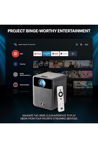 Kodak Flık HD10 Android TV 1080P FHD Akıllı Video Projektör Sistemi
