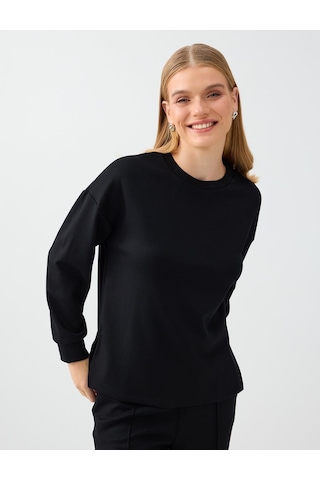 Jimmy Key Siyah Rahat Kesim Bisiklet Yaka Modal Sweatshirt 6ww238605900
