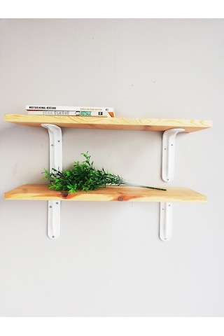 2'li Metal Ayaklı, Ahşap Kitaplık Duvar Rafı 50x11