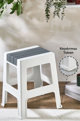 Vienev Plastik Büyük Tabure Gri Gri