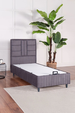 Premium Bamboo Sleepy Baza Başlık Gri Ikili Set Yatak Dahil Değildir 100 x 200