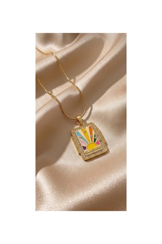 Çelik Tarot Sunshine Plaka Kolye Altın - 903412522 Altın