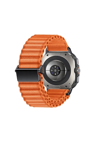Galaxy Uyumlu Watch Ultra 47mm Zore Krd-120 Naylon Kumaş Hasır Örgülü Kordon-turuncu