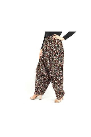 Özözkanlar Çiçekli Yöresel Jarse Yukarıdan Ağlı Şalvar Çok Renkli