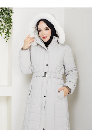Eslemnur Nova Kumaş Şişme Mont 100cm Krem