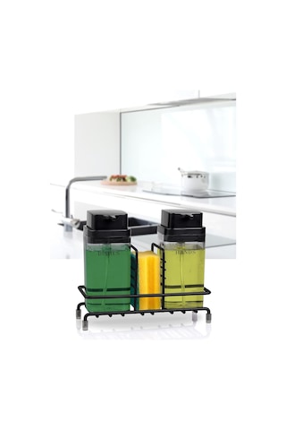 Okyanus Home Siyah Deluxe Kare Standlı 2'li Füme Rengi Sıvı Sabunluk