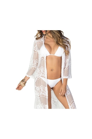 2022 Kadın Dantel Plaj Cover Up Mayo Cover Up Kadın Mayo Tunik Plaj Malaya Peştemâli Mayo Bikini Cover Up Plaj Elbise Q434 Beyaz