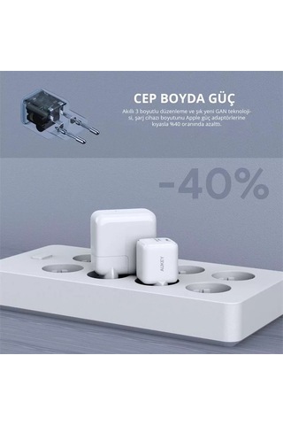 Aukey Pa-b1l-wh 30w Omnia Iı Mini Gan Type-c Pd Şarj Adaptörü