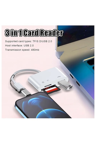 Type C Micro Usb Otg Kart Okuyucu Usb 3.0 Çevirici Adaptör 3 İn 1