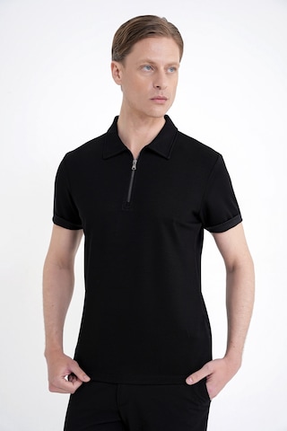Efor Slim Fit Esnek Pamuklu Fermuarlı Siyah Polo Yaka Tişört Ts 926