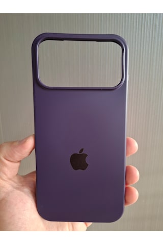 Apple Uyumlu iPhone 17 Pro Max Logolu İçi Kadife Silikon Lansman Kılıf Derin Mor