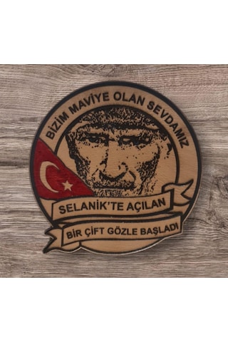 Atatürk Deri Peç Bizim Maviye Olan Sevdamız- Arma - Kırmızı Bayrak Mavi Göz Çok Renkli