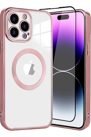 Smcase Apple Uyumlu iPhone 14 Pro Max Kılıf Kamera Korumalı Omega Lazer Silikon Tam Kapatan Ekran Koruyucu Siyah