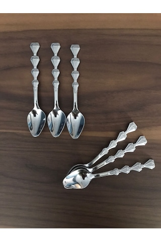 Pırlanta Model 6'Lı Çelik Çay Kaşığı