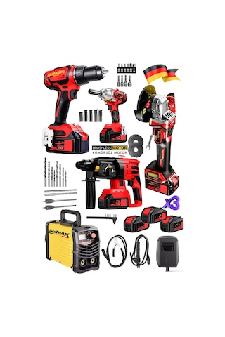 Stilmax STMGR90 Kaynak  + Şarjlı Taşlama + Somun Sıkma + Kırıcı Matkap 5'li Set