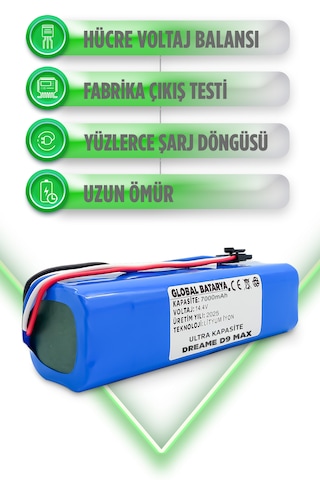 Dreame D9 Max Uyumlu Batarya 7000mah