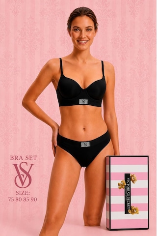 Victoria's Secret Victoria"s Secret Push Up Set Alt Üst Dolgulu Sütyen Ve Külot Takım 2"li Set Siyah