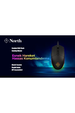 North Combat Kablolu RGB Optik Oyuncu Mouse