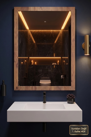 Antik Ahşap Dik Dekoratif Ayna Dresuar Boy Koridor Konsol Aynası Banyo Oda Lavabo Wc Mutfak Makyaj Aynası 76x54 Cm Atlantik Çam