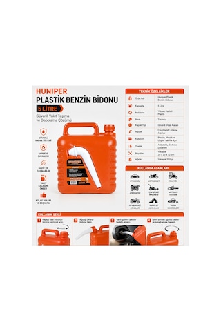 Huniper Plastik Benzin Bidonu 5 Litre