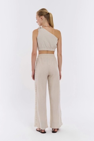 Olla Collection Kumaş Matchli Pantolon Natur Çok Renkli