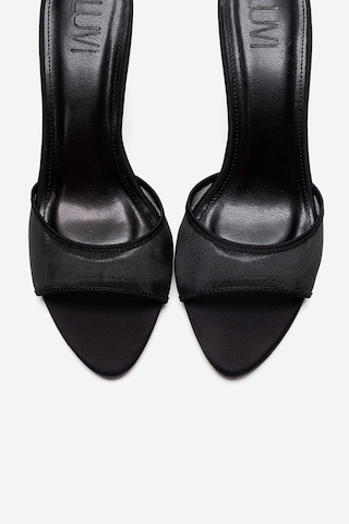 Luvishoes Monroe Siyah File Detaylı Kadın İnce Topuklu Terlik