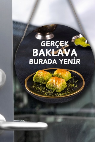 Baklava Salonu Duvar, Kapı, Tek Taraflı Askılı Pano Karşılama Tabelası, Baklava Dükkan Süsü