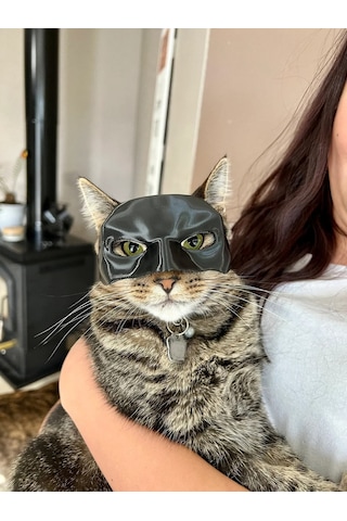 Siyah Batman Tarzı Takılabilir Kedi Maskesi