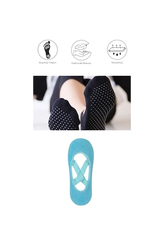 1 Adet Kadın Kaydırmaz Tabanlı Yoga Pilates Fitness Dans Ve Spor Çorabı Açık Yeşil