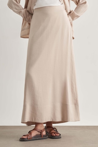 Mizalle Modal Karışımlı Taş Rengi Maksi Evaze Etek Taş