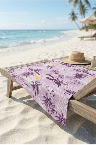 Retro Island Pembe Plaj Havlusu 70 X 150 Cm Pembe - Mor