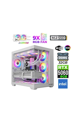 Xaser Neon-X60 i3-14100F 32 GB 1 TB M.2 NVMe SSD 8 GB RTX5060 Free Dos Masaüstü Oyuncu Bilgisayarı