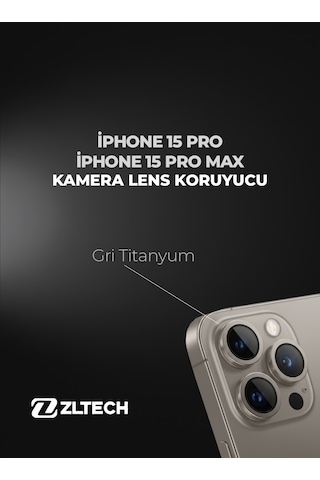 İphone 15pro/15promax Uyumlu Kamera Lens Koruyucu Gri Titanyum