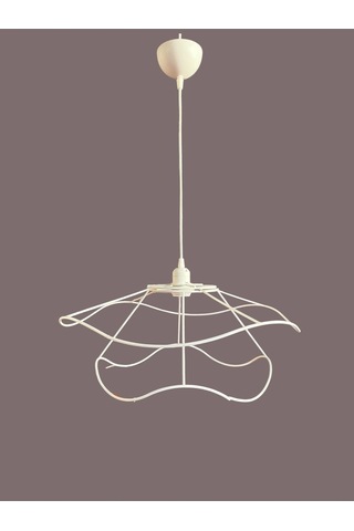 İç İçe Avize Teli , İskeleti 50x35 Cm Beyaz Statik Boyalı Duy Takımı Dahil Beyaz