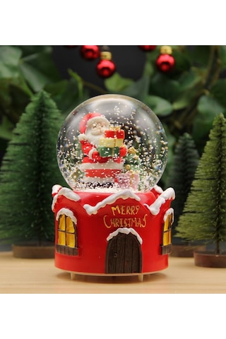 Hediyebiziz  Yılbaşı Kar Küresi Noel Işıklı Ve Müzikli Christmas Noel Baba 1