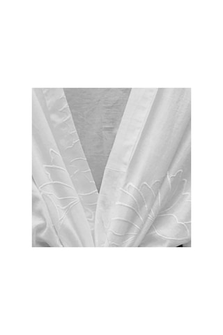Lila Mare Nakışlı Beyaz Handmade Homewear & Beachwear Kimono Renkli Renkli