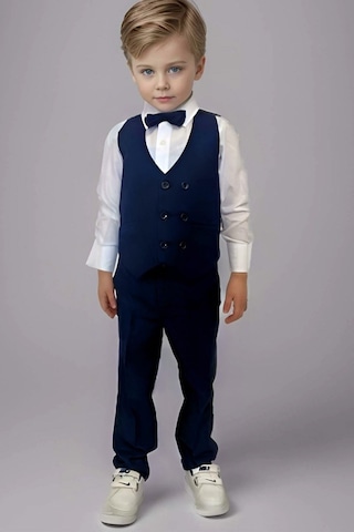 Riccotarz Erkek Bebek Takım Elbise Lacivert Yelekli Alt Üst Takım 001