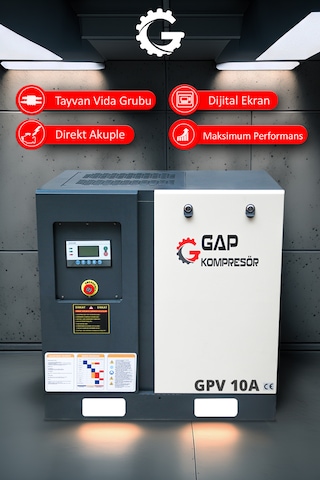 Gap Kompresör Vidalı Hava Kompresörü 10 HP Tek Makine GPV10a
