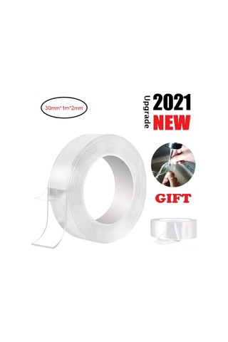 Yunboo Transparent Akrilik Nano Bant - Yıkama Uyumlu, İz Olmadan, 30mm X 1m X 2mm, Çift Taraflı Boyalı Tutuculuk