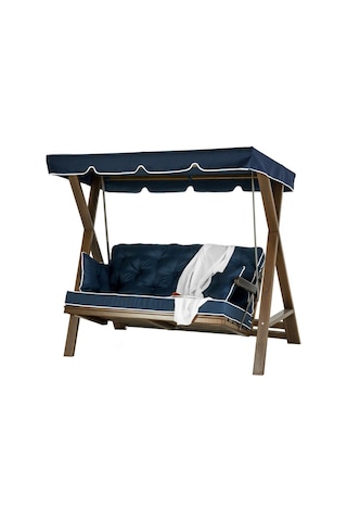 Meda Xl Ladin Ahşap Salıncak Dış Mekan Bahçe, Teras Salıncağı -lacivert Lacivert
