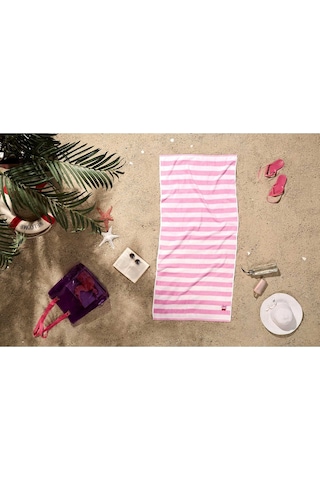 Özdilek Tarzy Line Nakışlı Plaj Havlusu 70x150 Cm Pembe