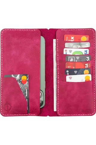 Twingold İsme Özel Dikey Uzun Cüzdan - %100 Rainbow Deri - A010007 - Fuşya Fuşya